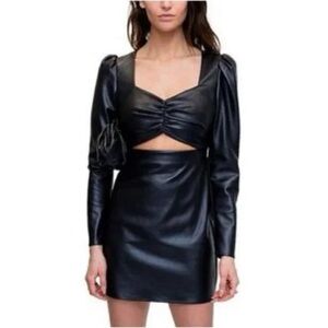 NEW Ronny Kobo Faux Leather Cut Out Dress